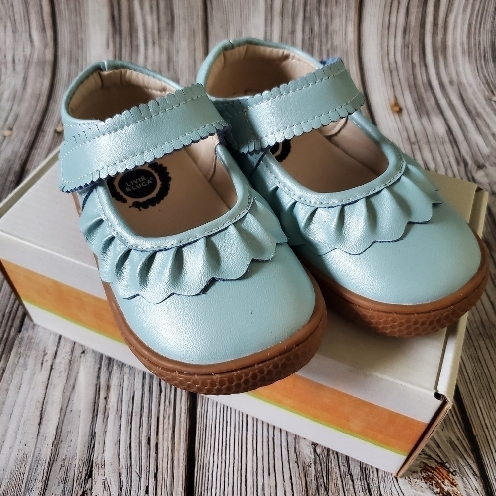 Livie and Luca Ruche Mary Jane Shoes Cornflower NIB